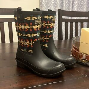 Pendleton Tucson Mid Rain Boots Southwestern black new Women’s Size 9